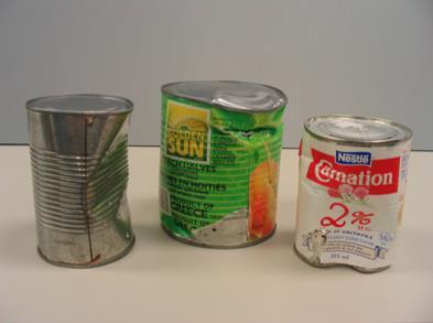 Canned foods Avoid cans that are: Bulging: Bacteria can enter cans with tiny holes caused from dents and rusted seams