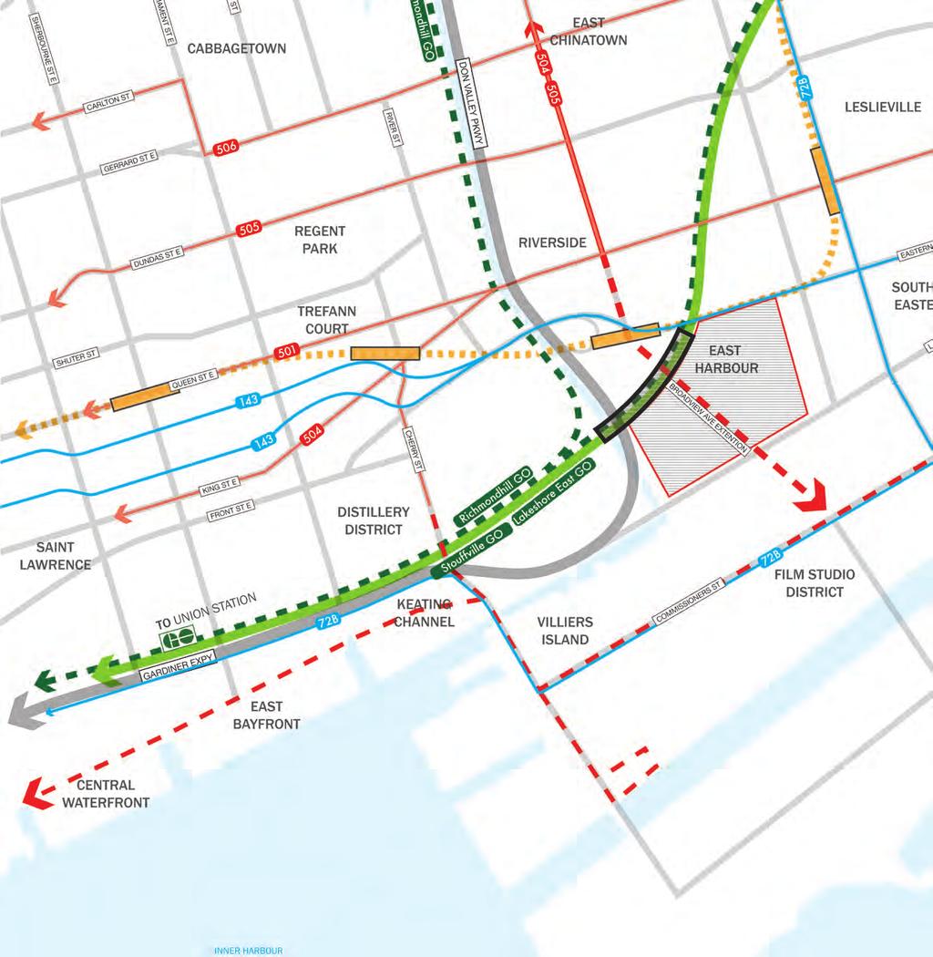 Mobility and Connectivity Transportation Network East Harbour will become a major multi-modal mobility hub.