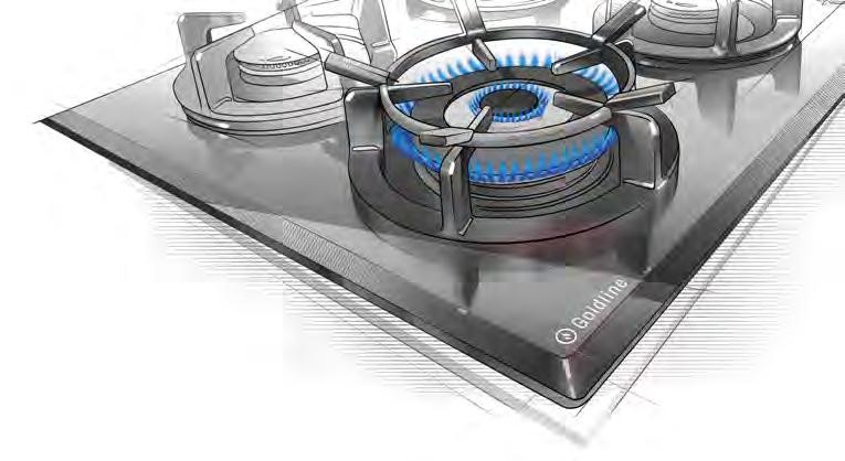 3 BURNER COOKTOPS MODEL BURNER/S MATERIAL COLOUR PAN CUT-OUT TRAY SIZE OVERALL SIZE SUPPORT (L X W) (L X W X H) (L X W) Wok Boiler GL3BZNG-CAST 2 1 Glass Black Cast-Iron/Enamel 815mm x 405mm 810mm x