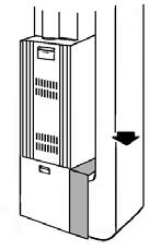 Mounted vertically, where return air enters side inlet of furnace.