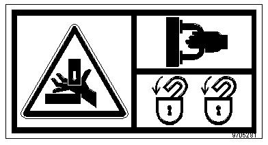 Stop the engine before opening or dismantling the safety devices ( like engine hood, fan guard,...) On the engine cover. Fig.