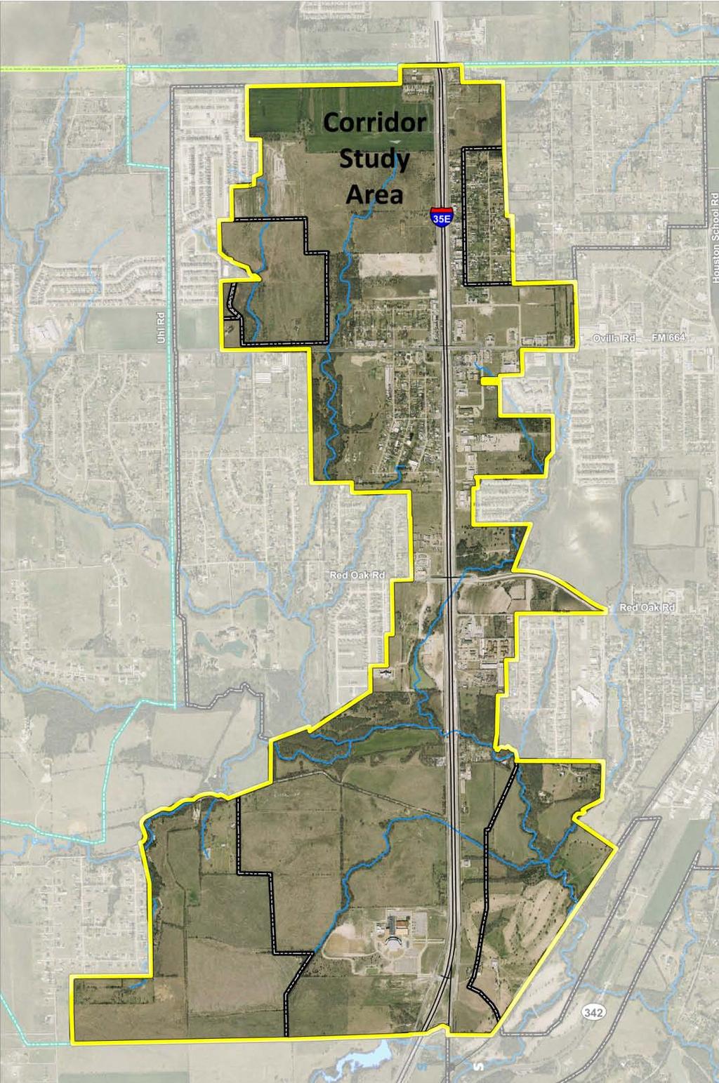 STUDY AREA BOUNDARY Based on input received at CAC meetings as well as geographic analysis of the area, the planning team has defined a corridor study area to serve as the focus