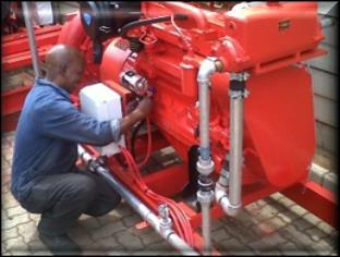 Inspection includes: Weekly, monthly, 3 monthly, 6 monthly and yearly inspections of the fire pump set installation.