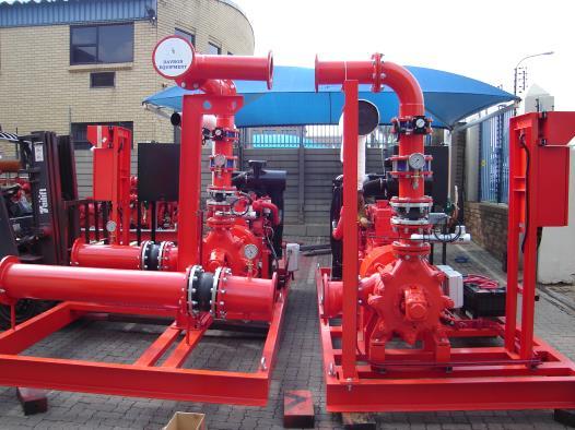 PACKAGED PUMP SOLUTIONS Above left and right: This was a single skid, comprising two multistage pumps, the diesel