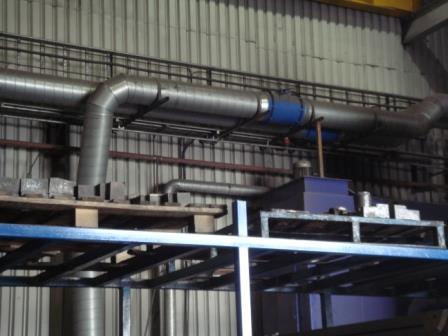 The system consists of extraction hoods each side of a press which are connected to a main header duct that leads to a fan unit which discharges the controlled substances direct to atmosphere.