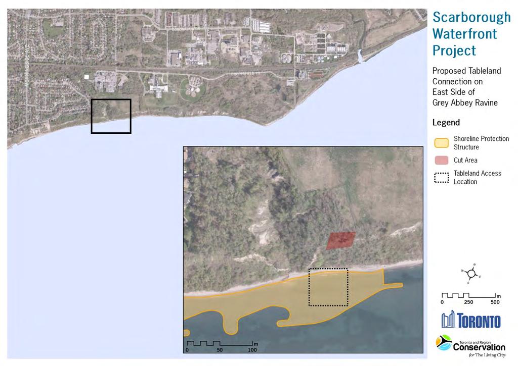 Figure 6-6 Proposed tableland connection on the east side of Grey Abbey Ravine. 6.2 Overview of the Conceptual Design The conceptual design for the SWP includes the following components: shoreline configuration and protection features; naturalization (i.