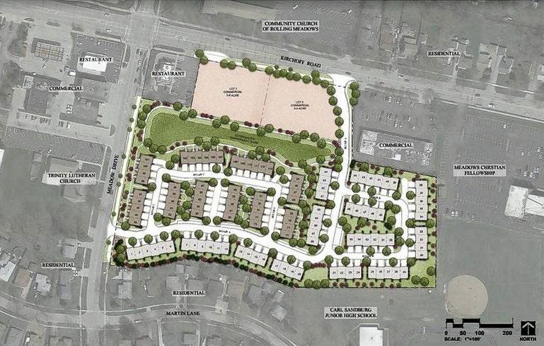Example from a nearby suburb of a mixed use development on an 11-acre site of a former Dominick s grocery store: 113 townhouses on rear 9.5 acres with 1.