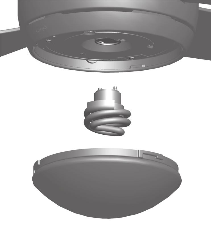 7 Completing Your Installation With a Bowl Light Fixture Installing the Glass Bowl 7-1. Partially install two screws in the upper light kit. 7-2.