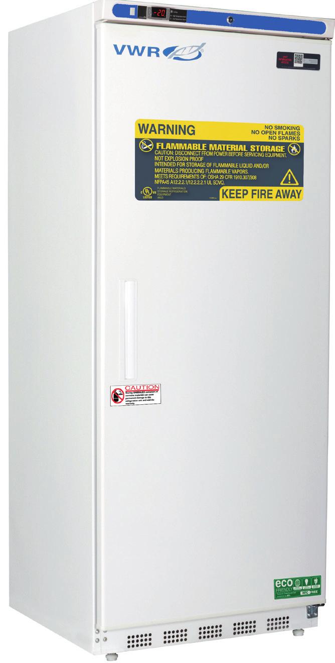 VWR SERIES FLAMMABLE REFRIGERATORS & FREEZERS WITH NATURAL REFRIGERANTS 1 to 10 C [Refrigerator] -15 to -25 C [Freezer] No internal electrical components inside of unit Electrical compressor