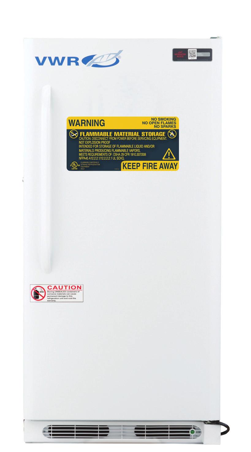 VWR STANDARD SERIES FLAMMABLE REFRIGERATORS & FREEZERS 1 to 10 C [Refrigerator] -15 to -25 C [Freezer] No internal electrical components inside of unit Electrical compressor components sealed in