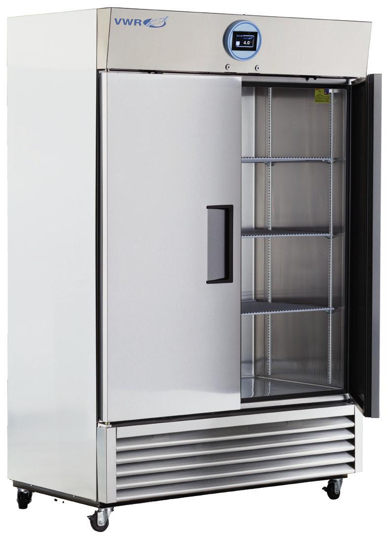 VWR PERFORMANCE SERIES STAINLESS STEEL LABORATORY REFRIGERATORS AND AUTO DEFROST FREEZERS WITH NATURAL REFRIGERANTS 1 to 10 C [Refrigerator] -15 to -25 C [Freezer] Uniform forced air Directional
