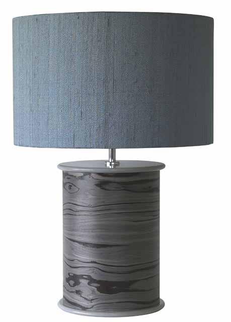 DRUM LAMP 35cm 54cm HAND-CRAFTED LAMPS A beautiful designer grey veneered drum lamp with a high end silk douppion drum shade.
