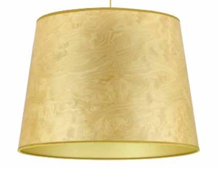 LIGHT BURL CONE 35cm 50cm 40cm A beautiful subtle light burl wood veneer cone shade with a high end gold lining and gold fabric trim to match.