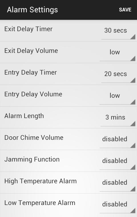 Alarm Setting The Alarm Setting Menu allows you to edit alarm related configuration. Please refer to below for the configurable settings.