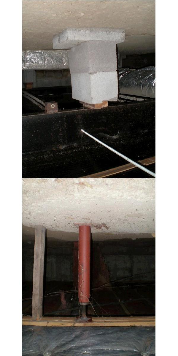 COLUMNS/SUPPORTS: Steel column with concrete footing, good