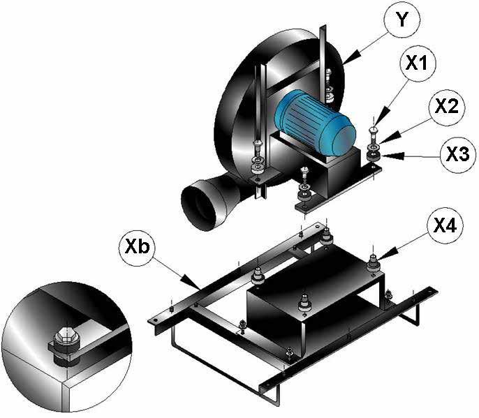 Installation of Fan Exhaust System cont. 2.9.4 Fan Mounting 2.9.4.1 The vacuum fan (Y) must be located as shown in the layout drawing and must have a bottom horizontal discharge.