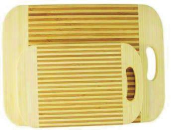 Bamboo - Kitchen Item# 0825 Round Two-Tone Natural Bamboo Cutting Board 11¾" round diameter. Extra hard and durable, this board resists cuts and stains. UPC: 0-21614-03925-5 Cube: 0.48 Weight: 13.
