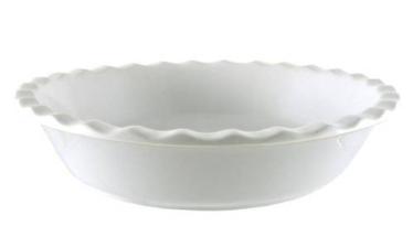 34 Weight: 20.50 Lbs Suggested Retail: $ 29.99 Item# 5192 Pie Plate 9 diameter with fluted rim. Made of durable stoneware with a classic white glaze.