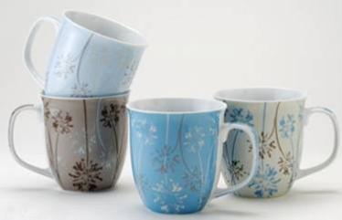92 Lbs Suggested Retail: $ 3.99 Item# 5232 - Soothing Daisy Porcelain Mug 14.0 oz porcelain mug in assorted floral prints. Microwave and dishwasher safe. Bulk.