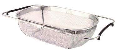 99 Country of Origin: India Item# 0162-A Stainless Steel Over-The-Sink Mesh Strainer 10 x 14 x 4 mesh strainer. 18/10 stainless steel fine mesh with solid stainless steel rim.