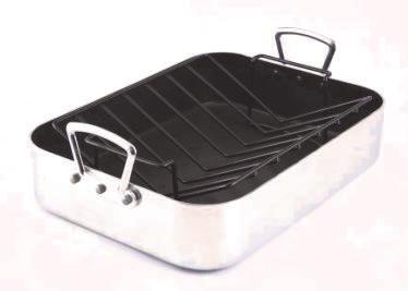20 Lbs Suggested Retail: $ 29.99 Item# 1096 Nonstick Open French Roasting Pan with Rack 16" x 12" x 3¼" open roasting pan with Quantum2 nonstick interior, heavy gauge 2.