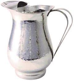 99 Country of Origin: India Item# 3110 Stainless Steel Water Pitcher 2.0 liter / 2.1qt capacity. Crafted from high quality 0.5mm stainless steel.