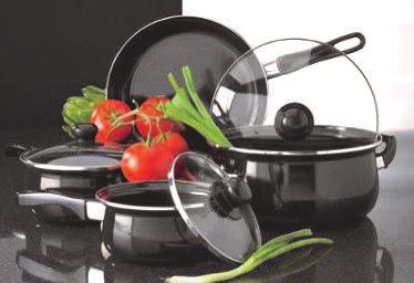 Cookware Sets - Carbon Steel Item# 1315 7 Piece Carbon Steel Enameled Cookware Set Enamel on 0.
