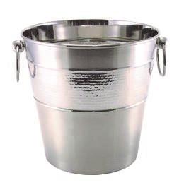 99 Country of Origin: India Item# 3108 Stainless Steel Champagne Bucket 8 tall and 8 diameter at top. Side ring for easy use. Crafted from high quality 0.7mm stainless steel.