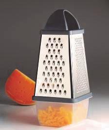 99 Item# 1781 3 Piece Grater Set 7 square plastic storage container with lid has a 1.5 liter / 1.6 qt capacity.