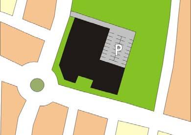 Guideline 48: Locate on-site surface parking areas to the side or rear and not between the public right-of-way and the front of the building.