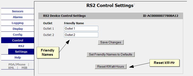The Actions tab contains the controls for the switching capabilities of the RS2. There are six options for switching the outlet: Manual off Turns off outlet. Manual on Turns on outlet.