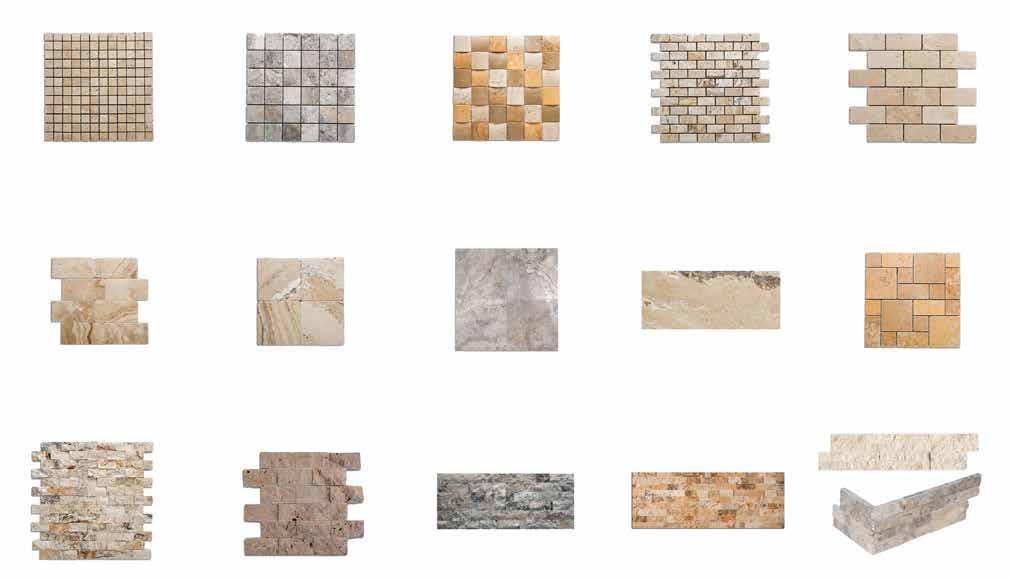 WATERLINE TILE SIZES: 1x1 Mosaic 2x2 Mosaic 2x2 Weave Mosaic 1x2 Mosaic 2x4 Mosaic 3x6 Tiles 4x4 Tiles 6x6 Tiles 6x12 Tiles French Pattern Mosaic 1x2 Split