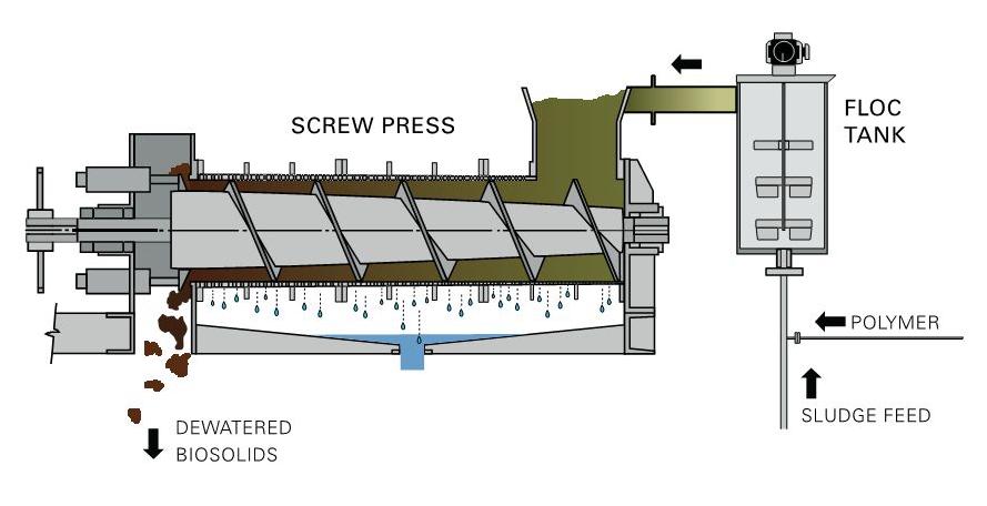 Screw Press System Dewater solids to