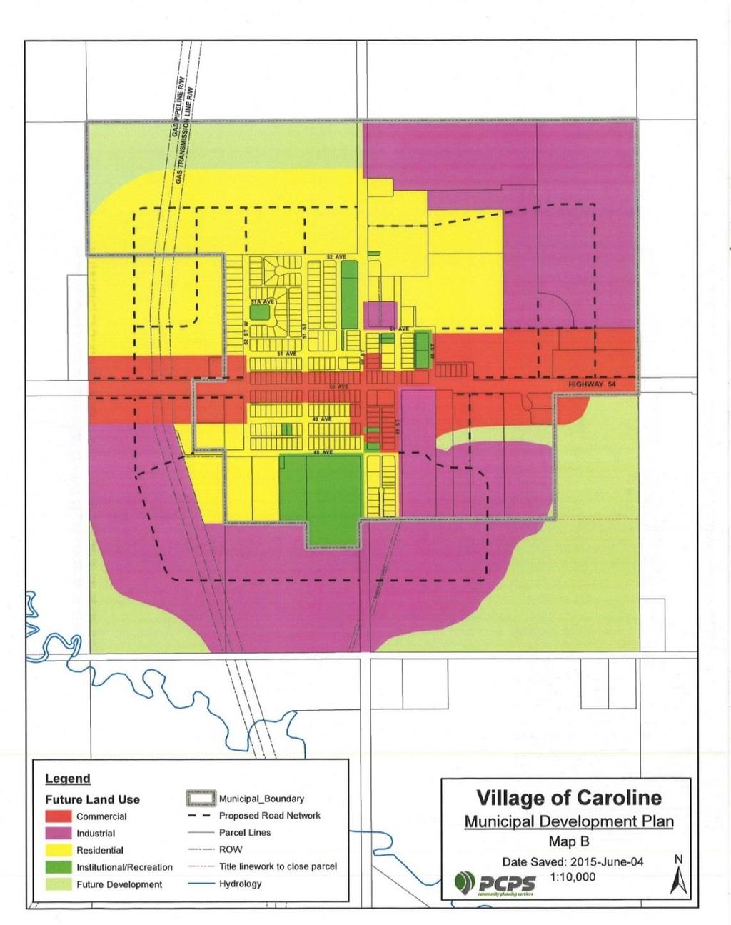 VILLAGE OF CAROLINE MUNICIPAL DEVELOPMENT PLAN The Village of Caroline adopted a Municipal Development Plan in 1998 to establish priorities for the Village and a land use concept map.