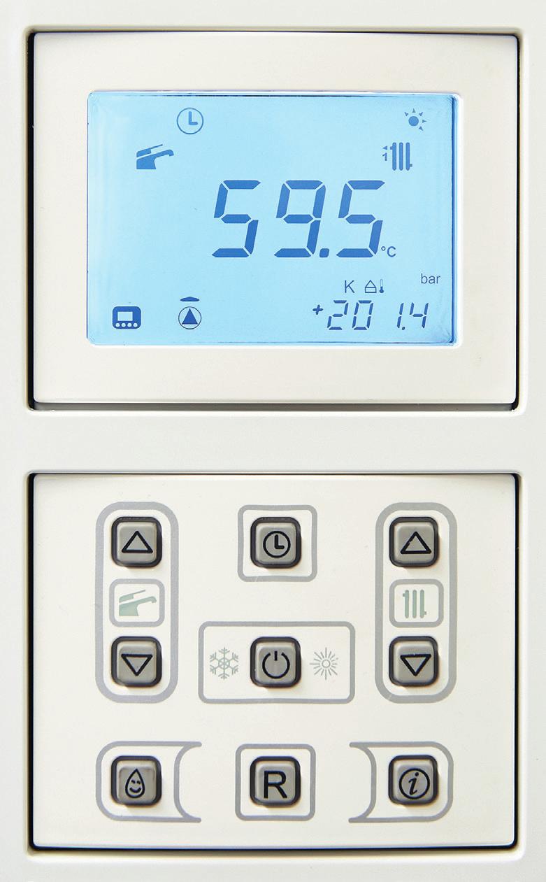 5 year guarantee* Details on control 01 Domestic hot water temperature control 02 Keep Hot function, for faster hot water delivery 03 Information menu 04 Central heating temperature selector 05