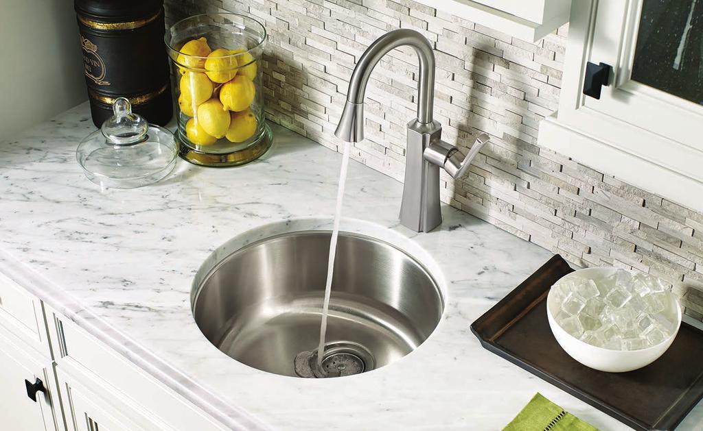 Moen is pleased to introduce its first collection of apron-front sinks, including both a double-bowl and single-bowl style, each constructed of