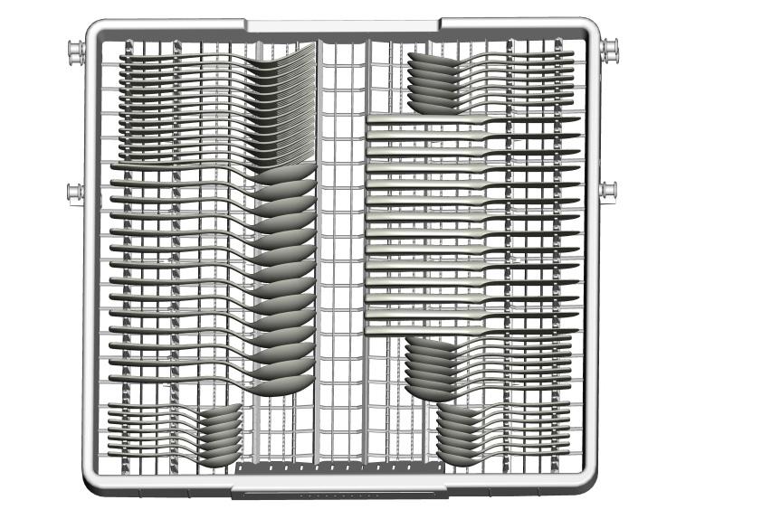 Instructions (Cont.) The cutlery tray For personal safety and top quality cleaning, place your dishwasher safe, standard size cutlery in the tray as illustrated below (Fig. 15).