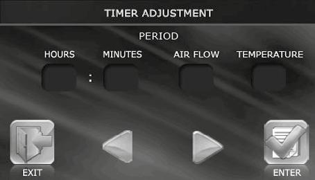 PU SENS 01 21. Timer To activate the timer press TIMER in the control panel Main menu. To set up the TIMER mode press to enter the User menu, see para. 5, and press TIMER ADJUST.