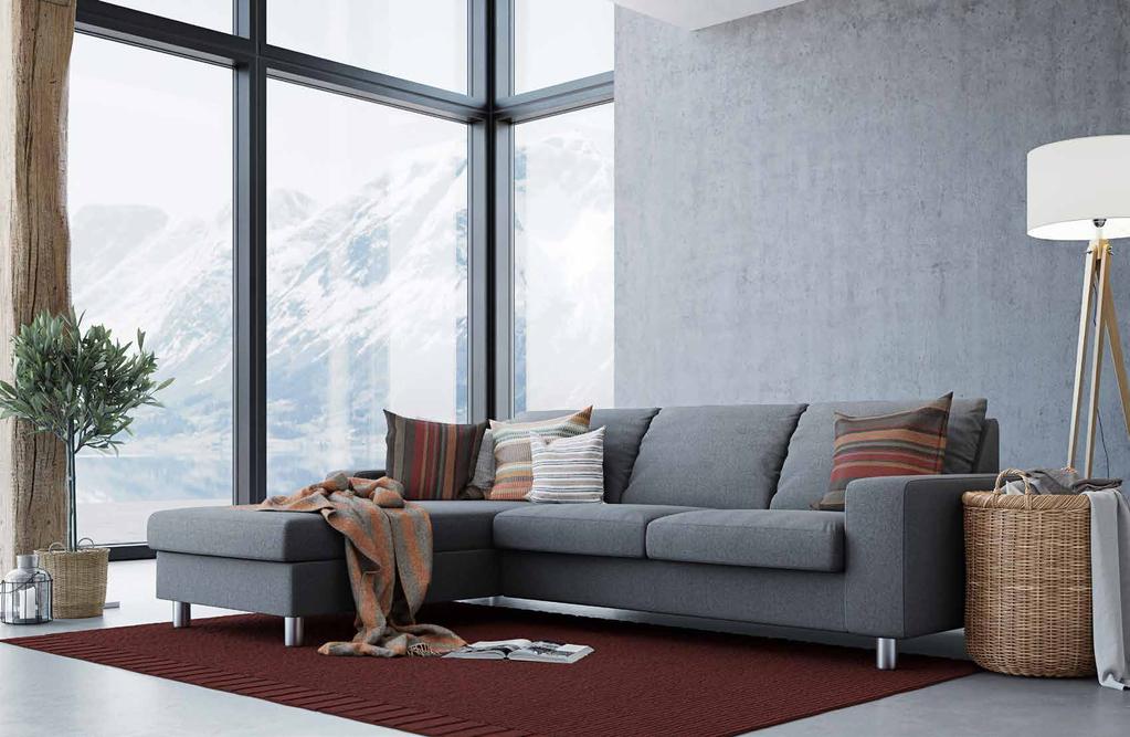 Stressless E200 sofa with ErgoAdapt, shown in Calido Dark Grey fabric and with steel legs.