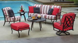 Spare s reclining chair-and-a-half is the definition of lounging, but when you add the matching ottomanand-a-half, it becomes the pinnacle of poolside luxury.