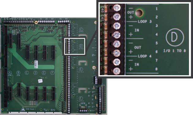loops 3 and 4: Field Terminals Board Location Function 1-4 and 5-8 Slot D Loop 3 and Loop 4