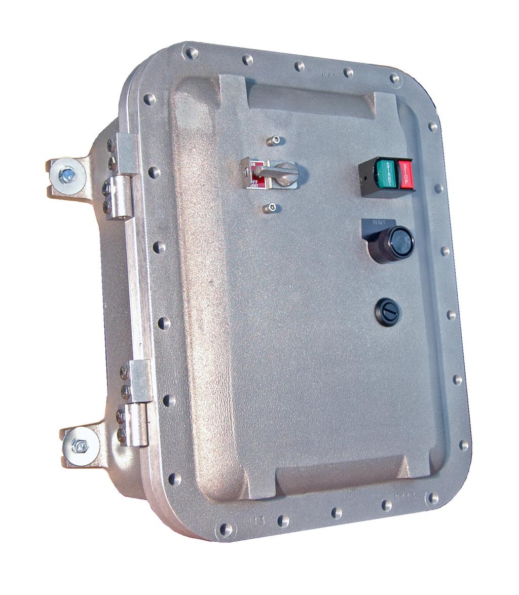 Reset pushbuttons/pc Enclosure door features durable NEMA 4 gasket All starters include pre-drilled conduit holes Fast