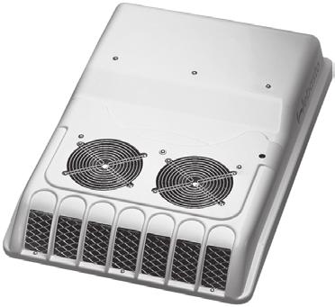 Compact Cooler 4E Electric air conditioning system 12,000 BTU/h (3.5 kw) cooling performance Suggested Application: Best suited for driver compartment cooling.