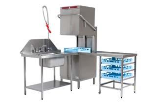 0S A powerful Hood Type Dishwasher capable of washing up to 60 racks per hour (approx.