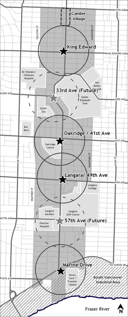 PAGE 7 OF 7 2.2 Study Area The Cambie Corridor study area extends along Cambie Street from the Fraser River in the south to 16 th Avenue in the north (see Map, right).