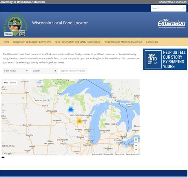 Now these options are available for your use and no longer a distant dream! I would like to introduce you to the UW-Extensions new tool the Wisconsin Local Food Locator.
