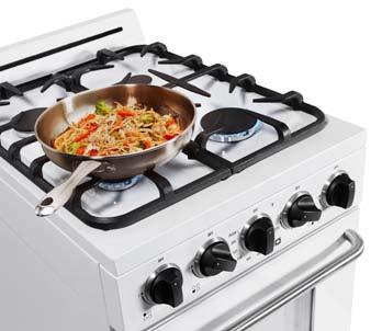 25 deep BTU: cooktop (LPG & NG) Variable BTU cooktop - (sealed burners) front left: 7,000 front right: 9,000 rear left: 9,000 rear right: 3,000 WEIGHT 128 lbs / 58 kg PROPANE RANGE Battery IgnItIon