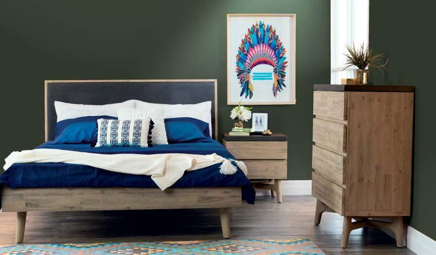 VOLTA KING SIZE BED FRAME ONLY 999 VOLTA BEDSIDE TABLE DRESSER & MIRROR AVAILABLE AT 1299