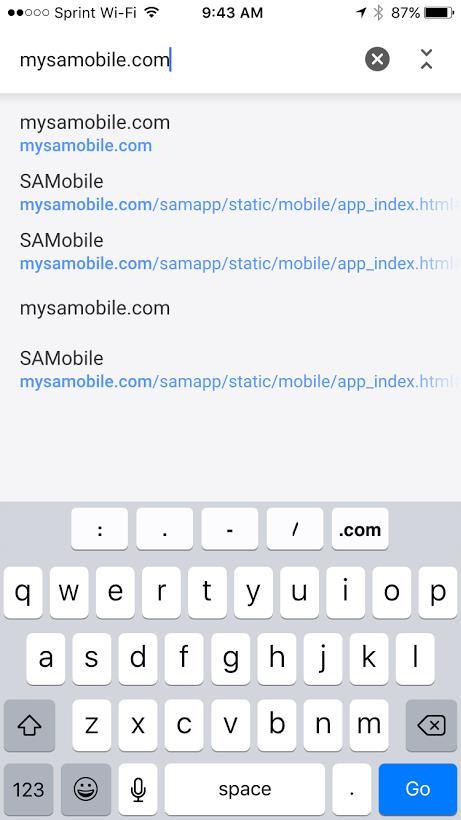 Loading the SA Mobile Application Enter https://mysamobile.com and tap the Go button to begin your Download.
