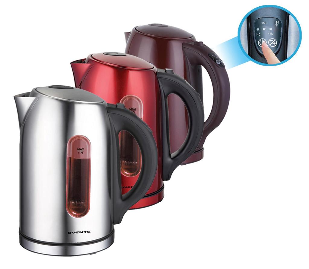 Temperature Control Stainless Steel Cordless Electric Kettle, 1.